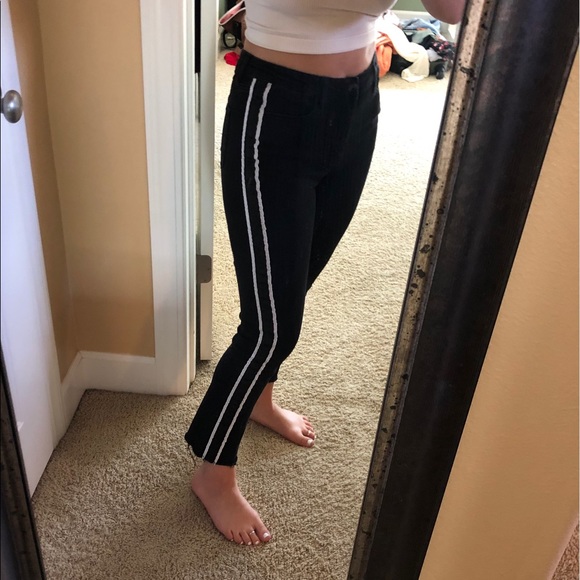Pants - cute boutique black pants with ribbon stripe